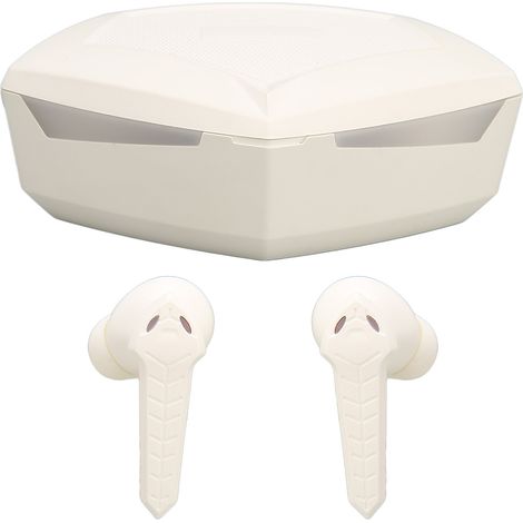 Écouteurs Bluetooth gaming stéréo à faible latence et double mode sans fil avec micro intégré pour téléphone et ordinateur portable (blanc). (1/5)