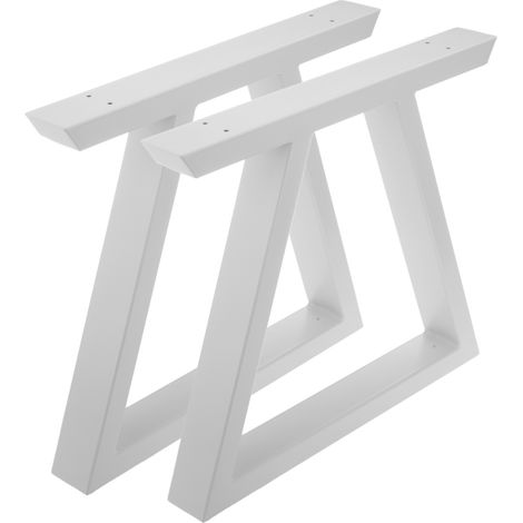 Pieds rectangulaires en acier blanc – Lot de 2 – Dimensions 300 x 80 x 430 mm – Support jusqu'à 150 kg – Fixation facile sur surfaces planes – Primematik (1/5)