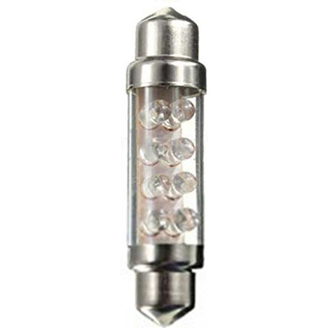 Lot de 4 lampes festoon LED 8 diodes pour voiture, ampoule miniature décorative, éclairage intérieur auto, plafonnier 31mm, blanc, 12V. (1/4)