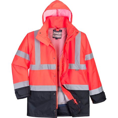 Parka Bicolore Executive 5-en-1 couleur : Rouge/Marine taille L - PORTWEST