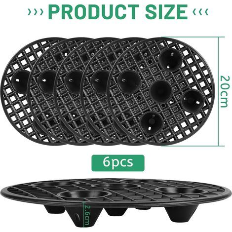 lalago Lot de 6 Grilles de Drainage 20cm, Untersetzer Pflanzen Blumentopfgitter, Maille Pad Tapis Trou, Drainmaster Supports de Pot de Fleurs Rond pour Intérieur, Balcon, Extérieur, Jardin, Terrasse (1/4)