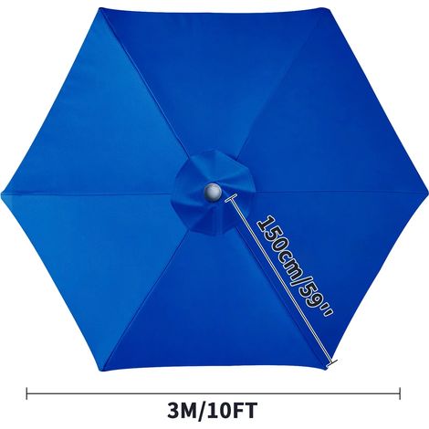 (Bleu, 6 nervures, 3M) Toile de rechange pour pare-soleil, imperméable, résistante aux intempéries et aux UV. (1/5)