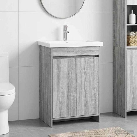 vidaXL Badezimmermöbel-Set Grau Sonoma 81 x 40 x 84,5 cm Holzwerkstoff (1/5)