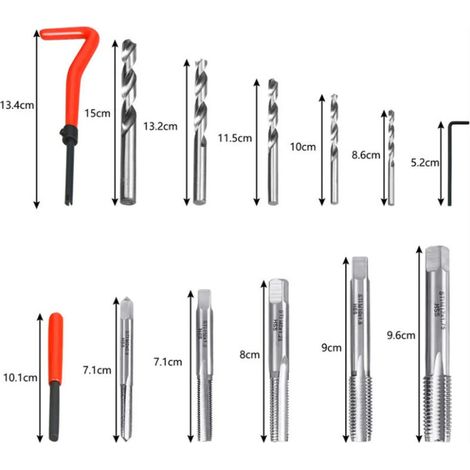 131pcs Kits de Réparation de Filetage, y Compris les Manchons de Foret Helicoil, M5 M6 M8 M10 M12 Kit d'outils de Douille Filetée avec Mallette en Acier pour la Réparation de Moteur de Voiture (1/3)
