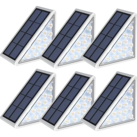 LED-Solar-Außenstufenleuchte, wasserdicht, für Terrasse, Garten, Weg, dekorativ, hellgrau, 6er-Pack