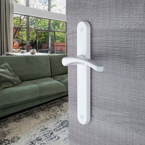 Ouvre&Déco – Poignées de porte EVA sans trou – Aluminium blanc – Entraxe 195 mm – Installation facile – Pour portes 35 à 40 mm d'épaisseur