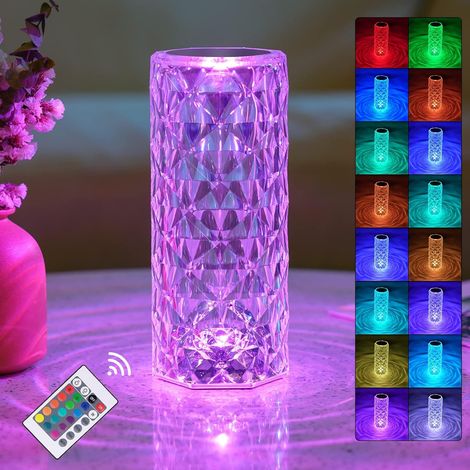 Lampe de bureau LED , lampe de chevet en acrylique, télécommande tactile [16 couleurs et 4 modes, avec télécommande RVB changeant de couleur veilleuse (1/5)