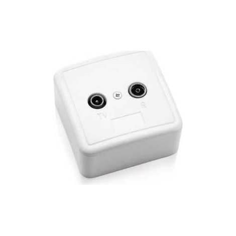 Prise TV-FM - CAHORS - VBA 305 - Couleur blanche - Affaiblissement 2 dB - Pose encastrée ou en saillie