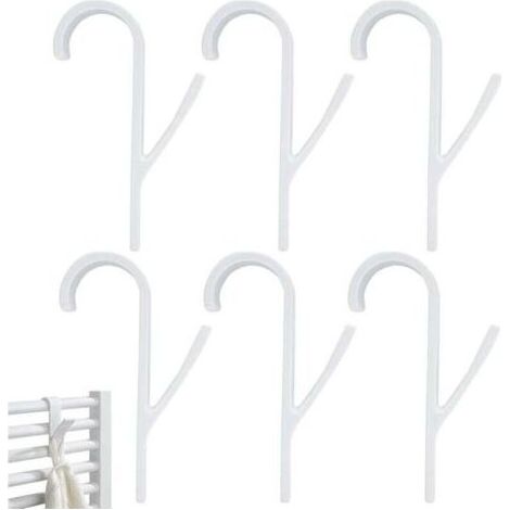 PA Crochets pour radiateur et porte-serviettes, lot de 6 crochets en plastique pour radiateur, porte-serviettes de salle de bain, compatibles avec tous les radiateurs standard (blancs) (1/4)
