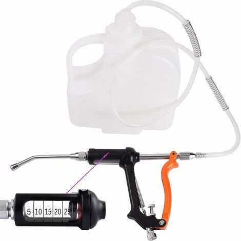 30 ML Pistolet D'Alimentation VéTéRinaire RéGlable En MéTal, Dispositif De Dosage Continu, Distributeur De MéDicaments VéTéRinaires Pour Bovins, Moutons, Porcs Et Chevaux (1/5)