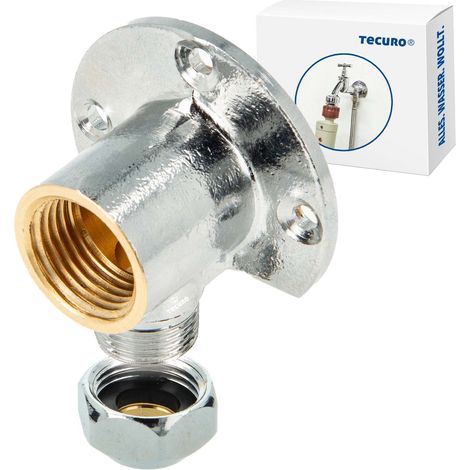 tecuro Wandscheibe mit Innengewinde Rp 1/2 Zoll x 3/8 Zoll mit Ø 10 mm Quetschverschraubung (1/5)