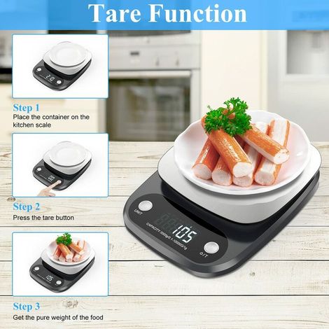 Balance Cuisine Electronique 10 kg, Balance de Précision avec Ecran LCD Jusqu'à 1 g, Balance Alimentairee en Acier Inoxydable pour la Cuisson (1/4)