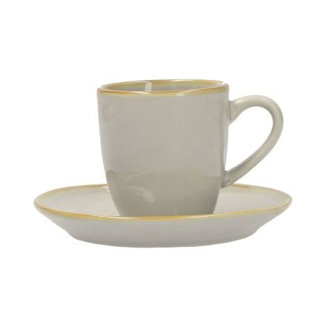 ROSE & TULIPANI Concerto Grigio Perla Tazza Caffè con Piattino