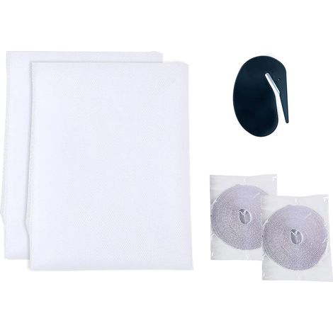 2 Pcs Moustiquaire Fenetre, Moustiquaire Filet de Fenêtre, 130x150cm Moustiquaire pour Fenêtre, Moustiquaire de Fenêtre avec 2 Rouleaux Crochet Ruban Adhésif (Blanc) (1/5)