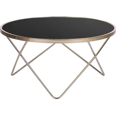 Coffee Table MERIDIAN Tempered Glass Black/ Gold