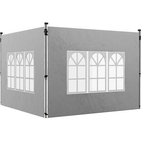 Panneaux latéraux avec fenêtre pour tonnelle 3x3/3x4 m, imperméable, gris clair, lot de 2