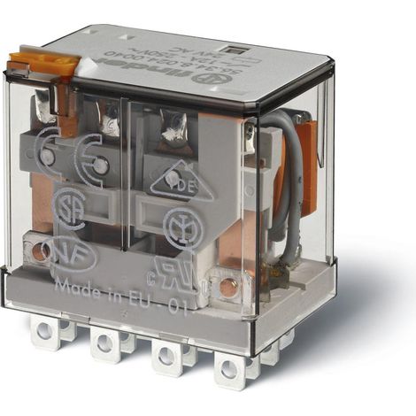 Relais de puissance 4RT 12A 24V DC bouton test + indicateur mécanique FINDER 563490240040PAS