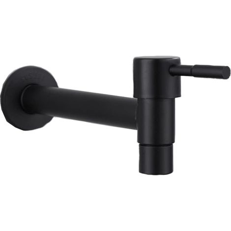 Robinet de piscine à vadrouille, robinet mural noir, robinet mural, robinet d'eau froide, lavabo de salle de bain, balcon long (noir)-robinet lavabo vasque