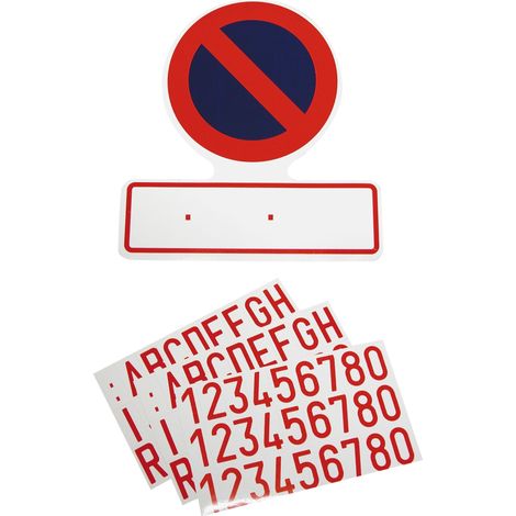 PLAQUE STATIONNEMENT INTERDIT AVEC CARACTERES ADHESIFS