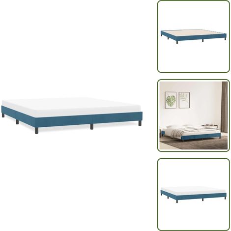 Cadre de lit sans matelas bleu foncé 180x220 cm velours - Cadre De Lit - Cadres De Lit - Lit - Meuble De Chambre À Coucher (1/5)
