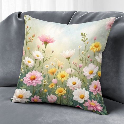 Housse de coussin feuilles printemps été, décoration canapé-lit,45×45cm (1/5)