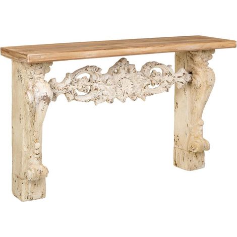Recibidor de madera y magnesio beige 146x32x90h cm