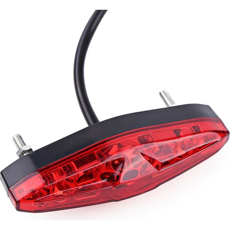 Feu stop moto 12V 15 LED rouge universel, feu arrière pour moto tout-terrain, quad, dirt bike, éclairage de frein et position, longueur réglable (1/5)