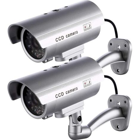 Caméra Factice 2 pcs – LED Clignotante – Pour Usage Intérieur/Extérieur – Dispositif Anti-Intrusion (1/5)