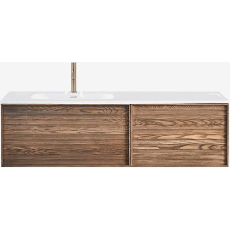 Set di mobile bagno sospeso 140x50 cm in legno con lavabo integrato Solea SKLUM            