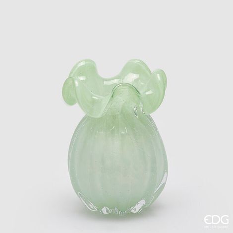 EDG Enzo De Gasperi Vaso Sacchetto H 17 Cm D 13 Cm Vetro Light Green