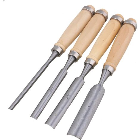 Lot de 4 Ciseaux à Bois Demi-Cercle - Gouges à Bord Intérieur pour Menuisier