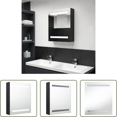 vidaXL LED-Spiegel -  LED-Bad-Spiegelschrank Schwarz 50x14x60 cm
