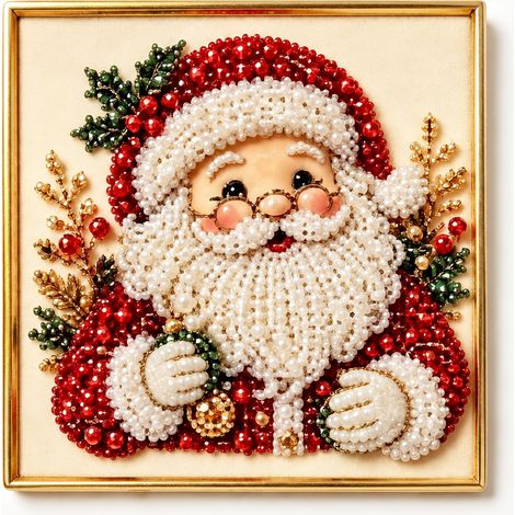 Tableau peinture diamant DIY Père Noël gants blancs 25x25 cm 25 25cm réf 5898 200 g – Livraison gratuite