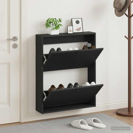 vidaXL Wall-Mounted Shoe Cabinet EDE 71 x 17 x 86 cm Engineered Wood (1/5)