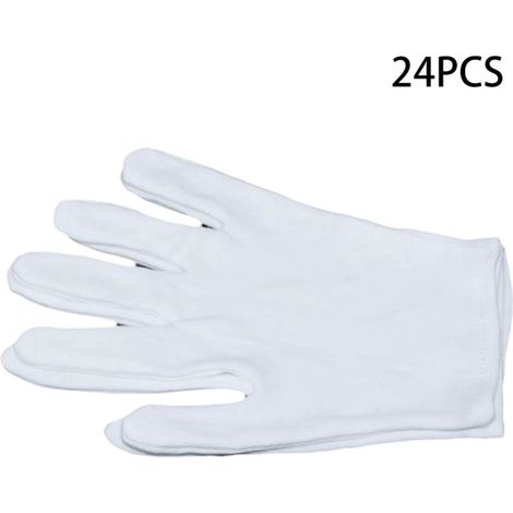 [JAMAIS UTILISÉ]Lot de 24 gants blancs en coton, gants de travail hydratants pour les mains sèches, gants cosmétiques pour l'inspection de bijoux et plus encore (1/5)