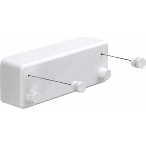 Corde à linge rétractable ABS + Sèche-linge en aluminium avec double corde réglable en acier inoxydable style hôtel très résistant, méthode de fixation murale, 13,8 pieds, blanc (1/5)