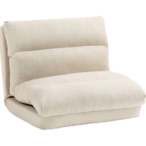 Sillón de suelo plegable beige con respaldo ajustable en 6 posiciones y función cama (1/5)