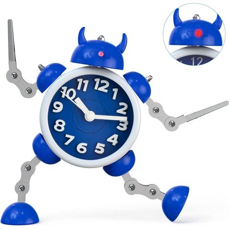 Kinderwecker, Jungen, Mädchen, Roboterwecker, Analoger Wecker für Kinder, Geräuschloser Wecker für Jungen und Mädchen, Geschenk für Kinder, Blau – Fei Yu (1/5)