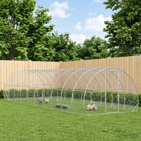 vidaXL Poulailler Argenté 1000 x 300 x 200 cm Acier galvanisé (1/5)