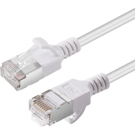 Câble réseau MicroConnect CAT6A U-FTP Slim lszh 0,25 m blanc, V-FTP6A0025W-slim