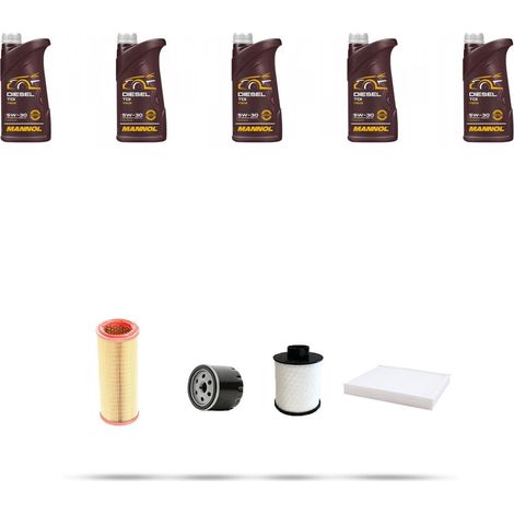 Kit tagliando 4 FILTRI e 5L OLIO compatibile con Lancia Musa 1.9 D Multijet 74kw dal 2004 (1/5)