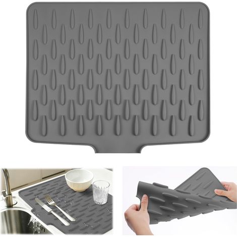 Tapis Incliné de Comptoir Fabriqué à Partir de Gel Souple, Tapis de Drainage en Silicone Multifonctionnel et Pliable, Séchage Rapide Antidérapant Protection Thermique pour Vaisselle (1/5)