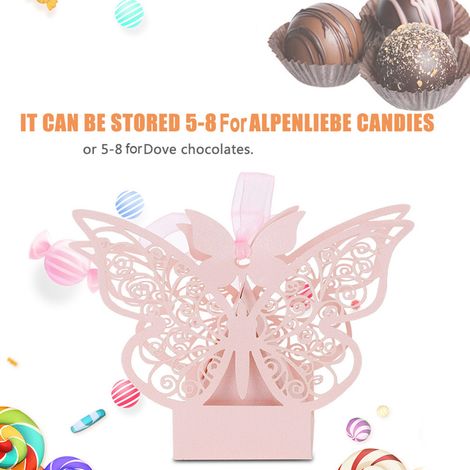 100 boîtes à dragées et chocolats roses pour cadeaux de mariage, décoration de mariage ou d'anniversaire (1/5)