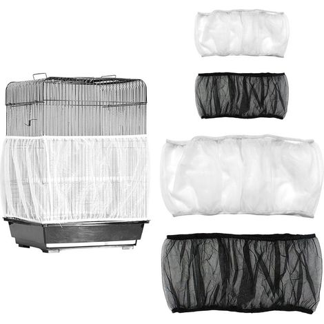 4 Pièces Couverture De Cage à Oiseaux,2 Tailles Couvertures de Cage à Oiseaux,Noir Blanc Filet Cages Oiseaux Housse De Protection en Maille pour Perroquets Aras Cages Rondes et Carrées (1/5)