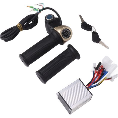 Kit de conversion pour vélo électrique 24 V 250 W avec contrôleur à balais, écran rond, poignée d'accélérateur 24 V et 2 clés. (1/5)