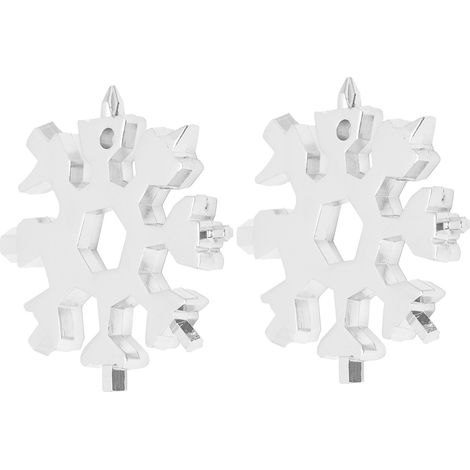 Clé à neige multifonctionnelle en acier à haute teneur en carbone (lot de 2), en forme de flocon de neige, argentée. (1/5)