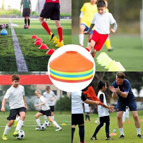 Plot Sport,Lot de 50 Plot Sport, Plots de Marquage avec Support, Marquage de Cônes 5 Couleurs, Plot Entrainement Football (1/4)