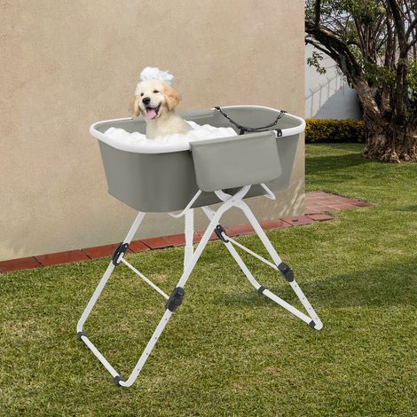 EUUPE graue kleine bis mittlere Haustierbadewanne, geeignet für zu Hause, Pflegesalons, Tierhandlungen, TOP, schönes Aussehen