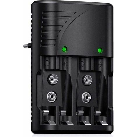 Chargeur de piles universel, chargeur rapide 6802, pour piles rechargeables AA/AAA NI-MH ou 9 V, avec indicateur LED, tension mondiale 100-240 V (SKU (1/4)