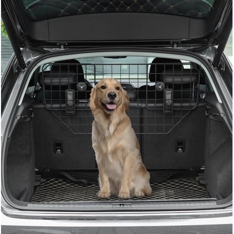 Griglia divisoria per cane per bagagliaio auto, larghezza regolabile 90-120 cm, metallo nero DESVIAE (1/5)